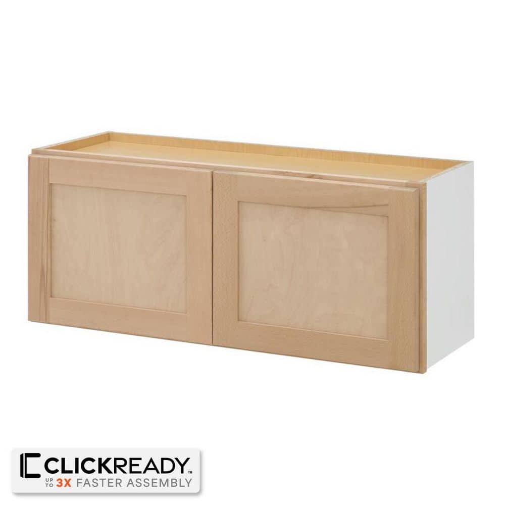 Hampton Bay 36 in. W x 12 in. D x 15 in. H Ready to Assemble Wall Bridge Kitchen Cabinet in Unfinished with CLICKREADY Technology W3615 - The Home Depot