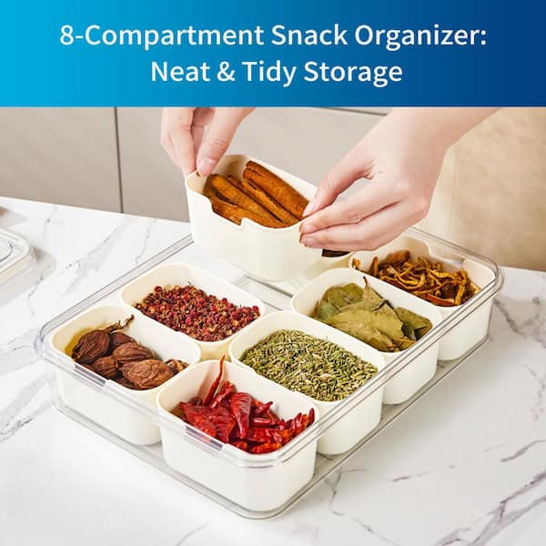 LAIFUCAM 1-Piece Airtight Snackle Box with 8-Compartments, Clear