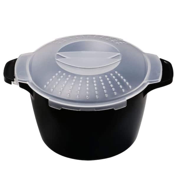 2 qt. Black Ceramic Professional Large Micro Cookware, Microwave Steamer for Vegetables, BPA Free, Dishwasher Safe