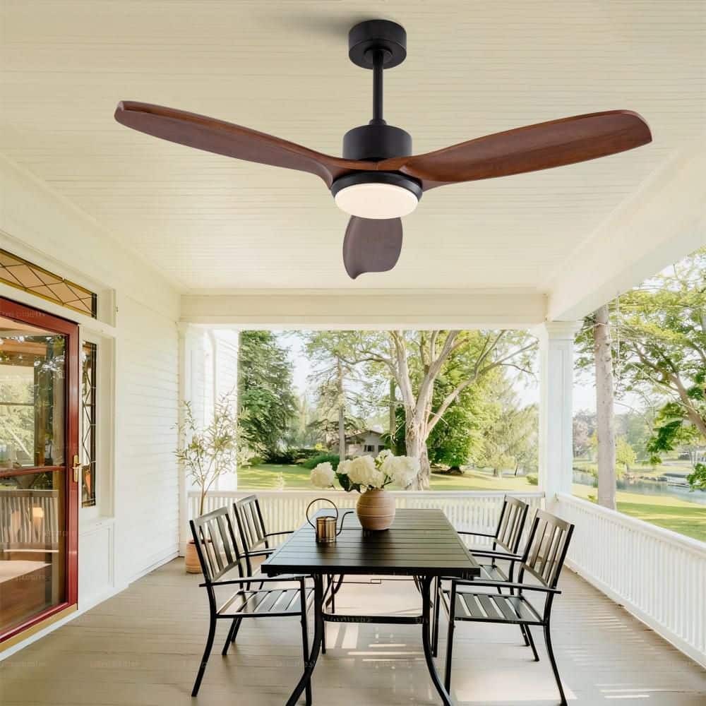52 in. Brown Downrod Mount Ceiling Fan with 3 Blades, 20W Dimmable LED Light and Remote for Patio, Living Room, Office price history on PriceWatchPro