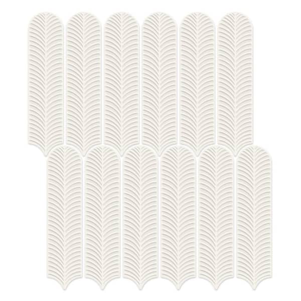 Feather Cream 3 in. x 12 in. 3D Textured Glossy Ceramic Subway Wall Tile (20-Piece, 4.84 sq. ft. /Case)