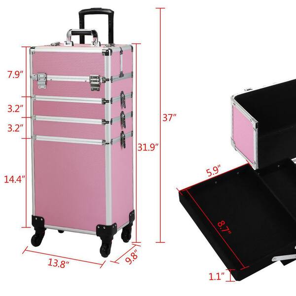 Tatayosi 4-in-1 Pink Cosmetic Organizer Box Cosmetic/Toiletry Bag 