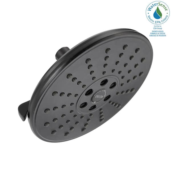 Delta 3-Spray Patterns 1.75 GPM 7.69 in. Wall Mount Fixed Shower Head with H2Okinetic in Venetian Bronze