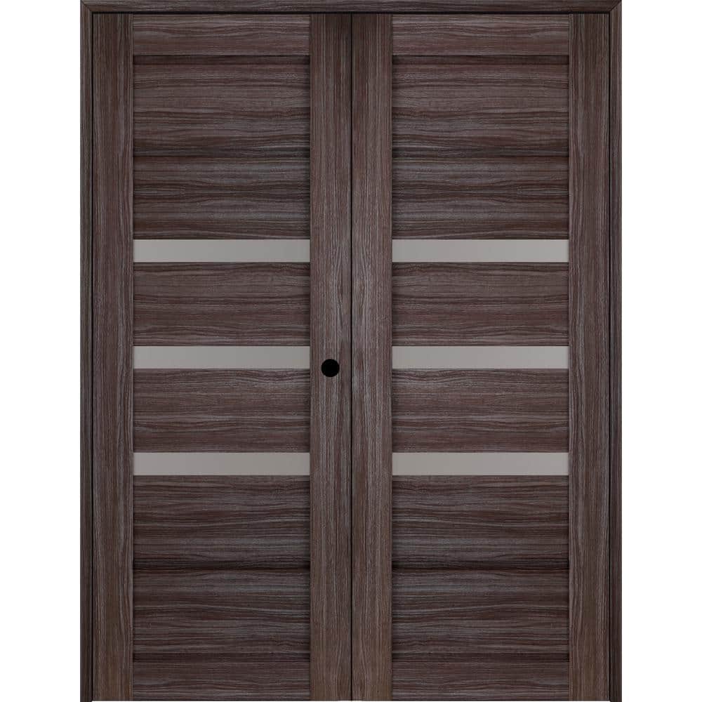 Rita 48 in.x 84 in. Left Hand Active 3-Lite Gray Oak Wood Composite Double Prehung Interior Door price history on PriceWatchPro