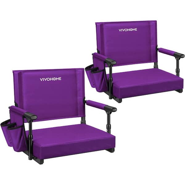 2-Pack Portable Purple Stadium Seats for Bleachers with Back Support and Cushion