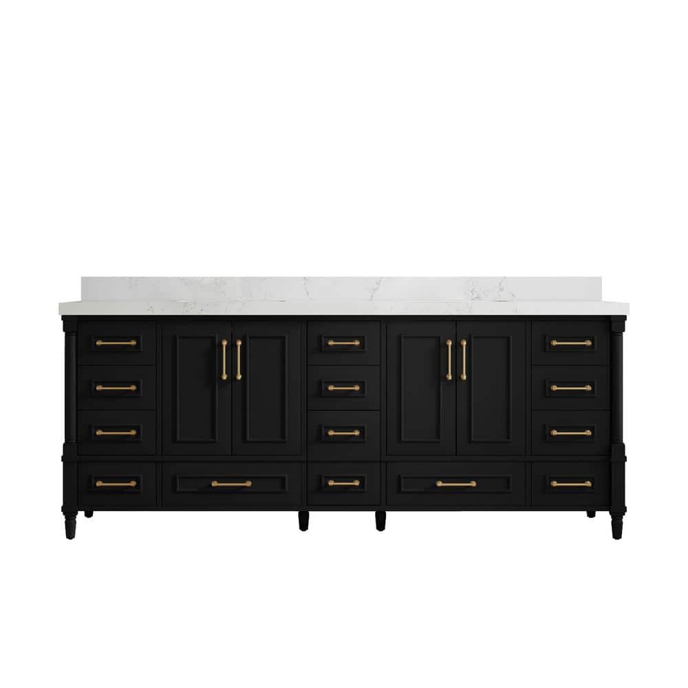 Aberdeen Black Double Sink Vanity with Empira Quartz Top