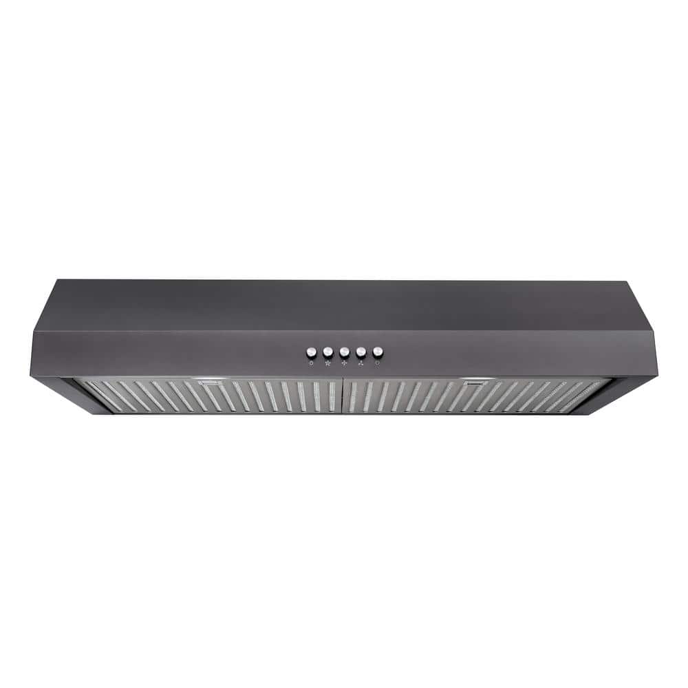 Vissani 30 in. W 7 in. 370 CFM Under the Cabinet Range Hood with LED Bulbs  in Black Stainless Steel QR272BS - The Home Depot