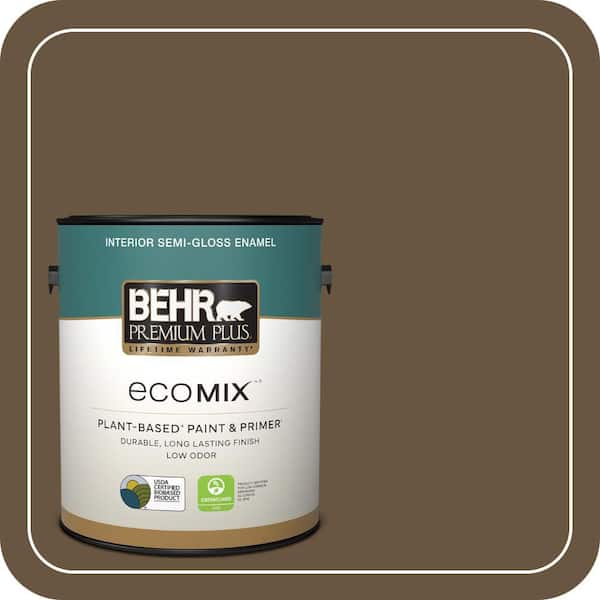 1 gal. #S-H-700 Burley Wood Semi-Gloss Enamel EcoMix Plant-Based Interior Paint & Primer