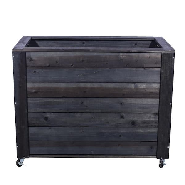 Ejoy 40 in. x 20 in. x 32 in. GREY Solid Wood Mobile Planter