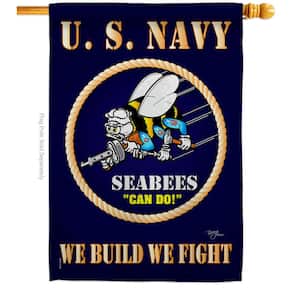 28 in. x 40 in. Sea Bees House Flag Double-Sided Armed Forces Decorative Vertical Flags
