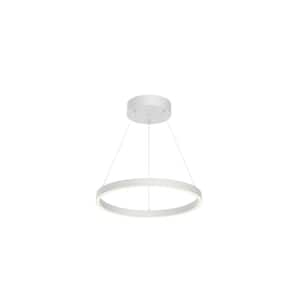 Cerchio 18 in. 1 Light 37-Watt White Integrated LED Pendant Light