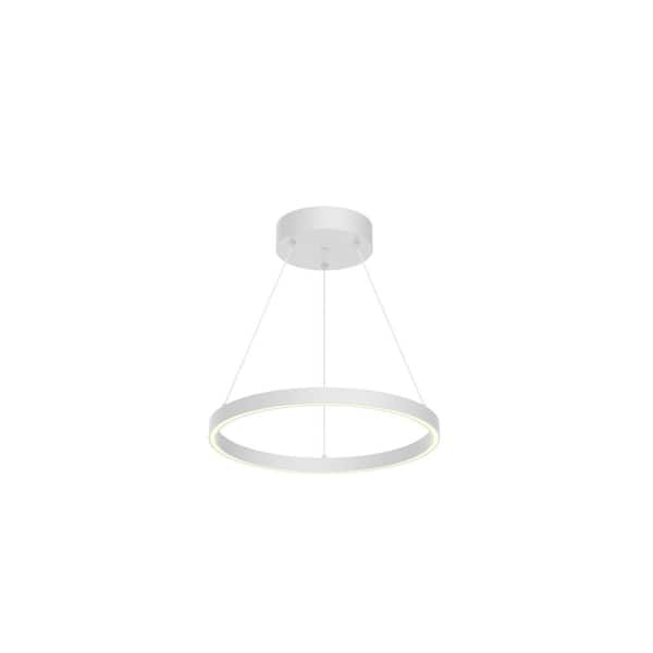 KUZCO Cerchio 18 in. 1 Light 37-Watt White Integrated LED Pendant Light
