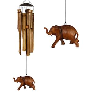 Asli Arts Collection, Half Coconut Bamboo Chime, Medium 24 in. Elephant Wind Chime CELE