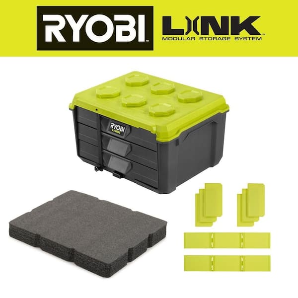 RYOBI LINK 3-Drawer Tool Box with Foam Insert and 3-Drawer Divider