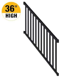 36 in. H x 6 ft. W Aluminum Deck Railing Stair with Wide Pickets for 36 in. High System Matte Black