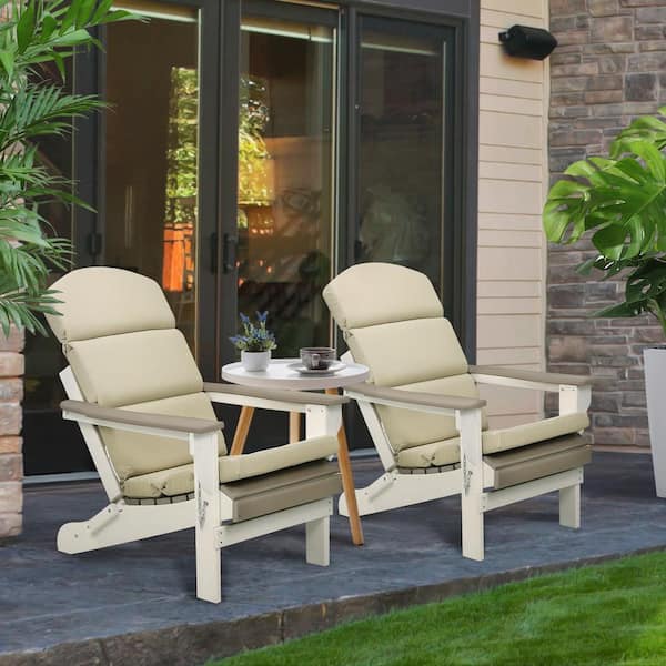 Aoodor 51.5 in. x 20 in. x 2.5 in. Outdoor High Back Adirondack Chair Cushions with Ties in Brown (Set of 2)