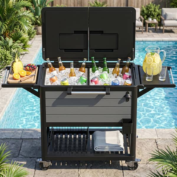 Decksplore 104 qt. Rolling Ice Chest, Gray Portable Wheeled Cooler