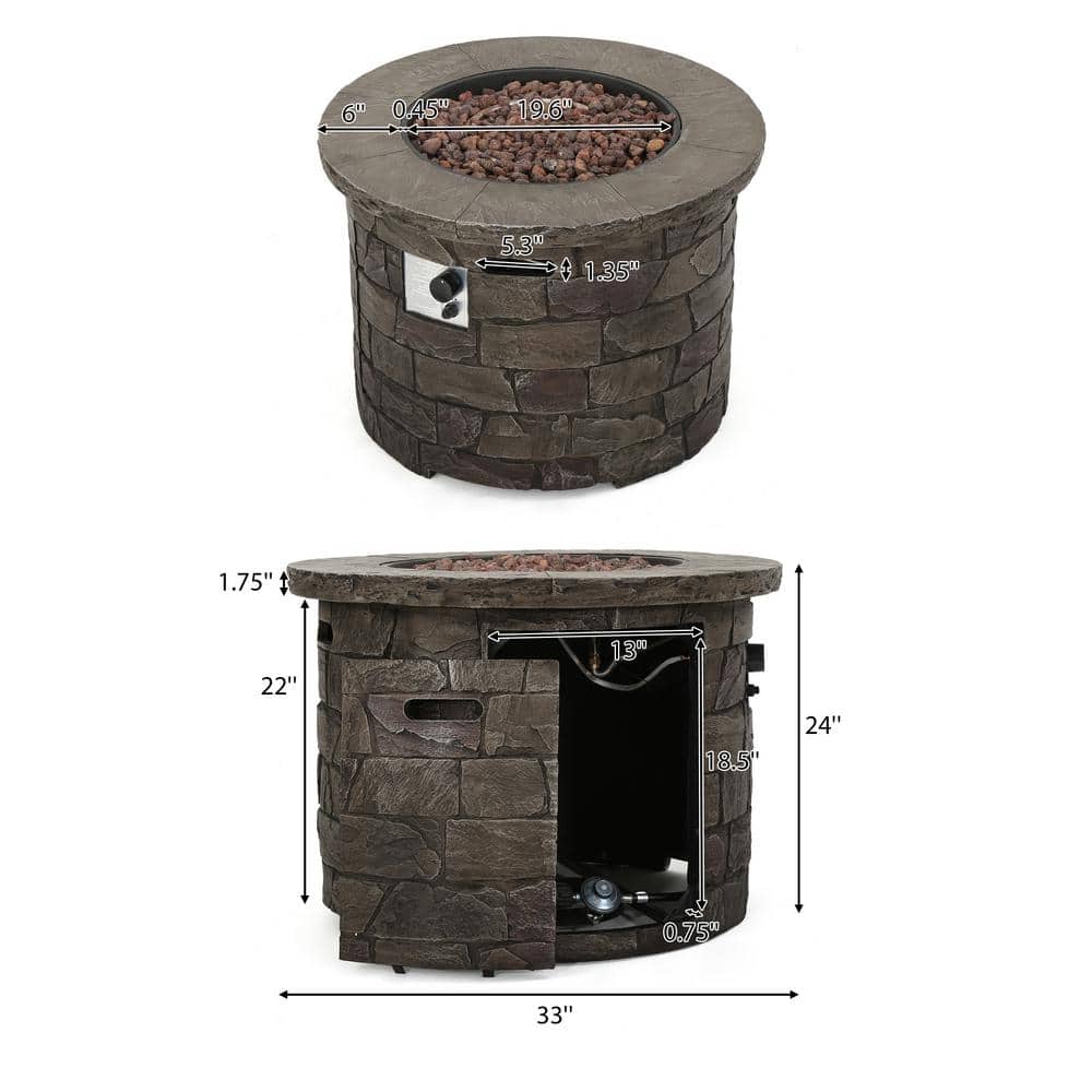 Stillwater 33" Circular Natural Stone Gas Fire Pit