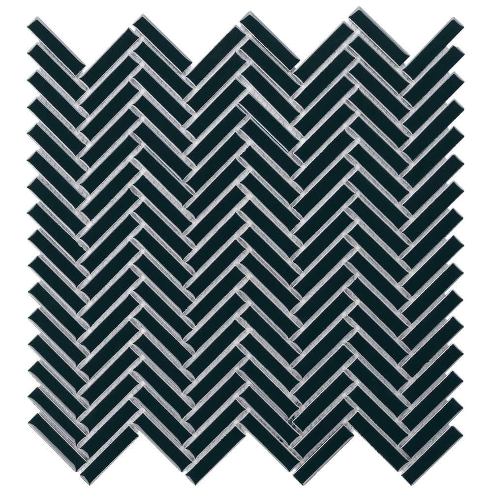Motif Herringbone Emerald Green 2.78 in. x 0.25 in. Glossy Porcelain Mosaic Floor and Wall Tile Sample price history on PriceWatchPro