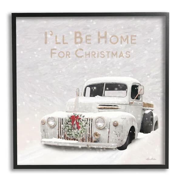 Stupell Industries I'll be Home For Christmas Phrase by Lori Deiter 1 Piece Framed Graphic Print Travel Poster Art Print 12 in. x 12 in.