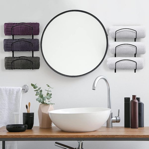 Dyiom Towel Rack Wall Mounted Bathroom Towel Holder, Towel Storage for  Rolled Bath Shower Hand Towel, 3 Levels x 2pcs (Black) B09KXTYL3P - The  Home Depot