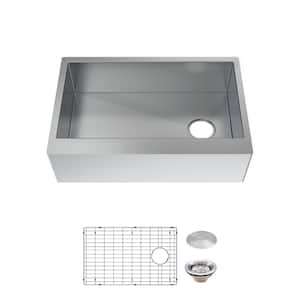 Professional 30 in. Farmhouse/Apron-Front 16G Stainless Steel Single Bowl Kitchen Sink with Accessories