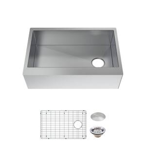 Zero Radius Farmhouse/Apron-Front 16G Stainless Steel 30 in. Single Bowl Kitchen Sink with Accessories