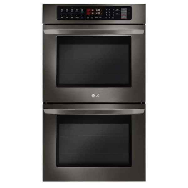 LG 30 in. Double Electric Wall Oven Self-Cleaning with Convection and EasyClean in Black Stainless Steel