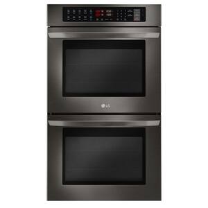 30 in. Double Electric Wall Oven Self-Cleaning with Convection and EasyClean in Black Stainless Steel