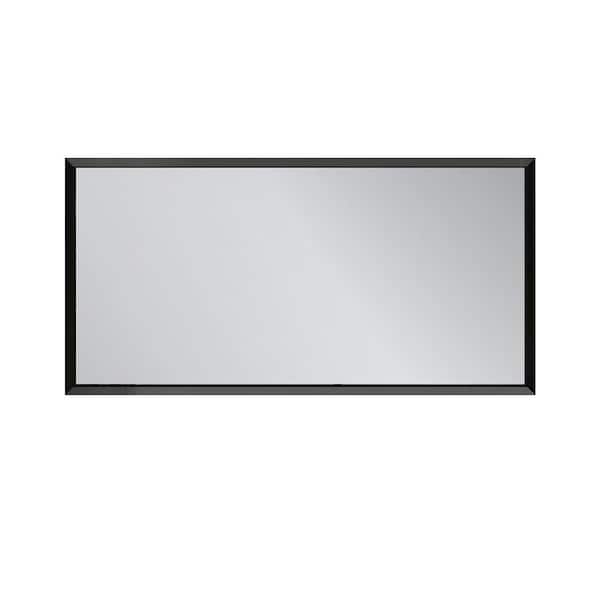 Shaila 72 in. W x 36 in. H Rectangular Metal Framed Wall Bathroom Vanity Mirror Black