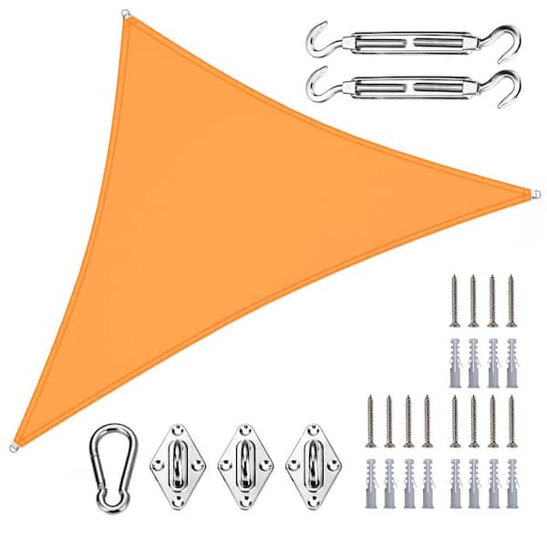 16 ft. x 16 ft. x 16 ft. Triangle Waterproof Shade Sail with Hardware Kit-Yellow