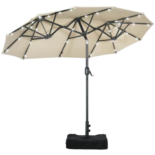 Outsunny Outdoor 9.7 ft. Steel Push-Up Patio Umbrella in Cream White