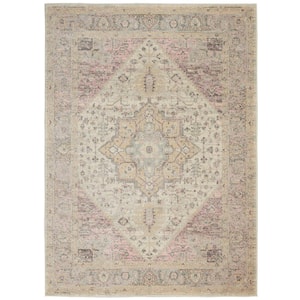 Tranquil Ivory/Pink 4 ft. x 6 ft. Persian Vintage Area Rug