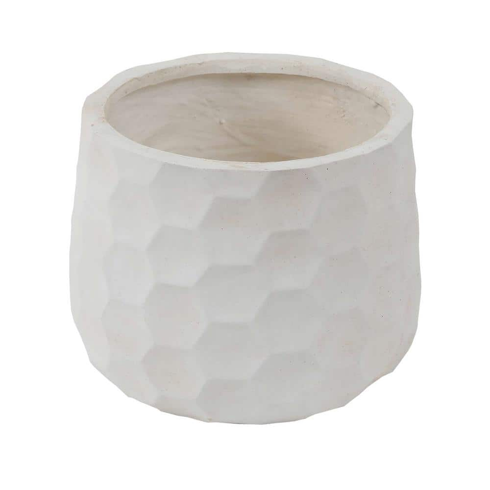 LuxenHome White Geo-Design Round Composite MgO Planter WHPL871 - The Home  Depot