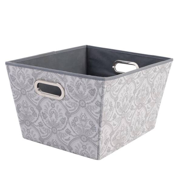 Laura Ashley 10 in. H x 14 in. W x 16 in. D Gray Fabric Cube