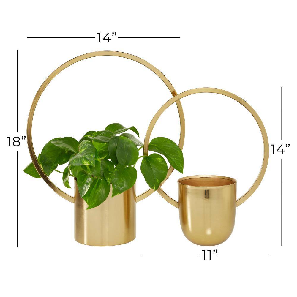 CosmoLiving Glam Gold Metal Geometric Wall Planters, Set of 2