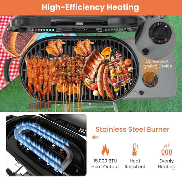 Costway Portable in Black Propane Grill Folding Gas Grill