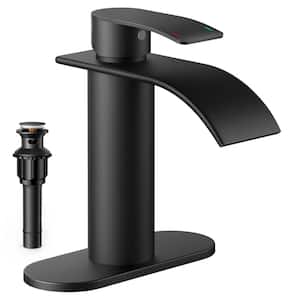 Single-Handle 1 or 3 Hole Waterfall Bathroom Faucet Bathroom Sink Faucet Black