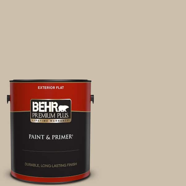 BEHR PREMIUM PLUS 1 gal. Home Decorators Collection #HDC-AC-10 Bungalow Beige Flat Exterior Paint & Primer