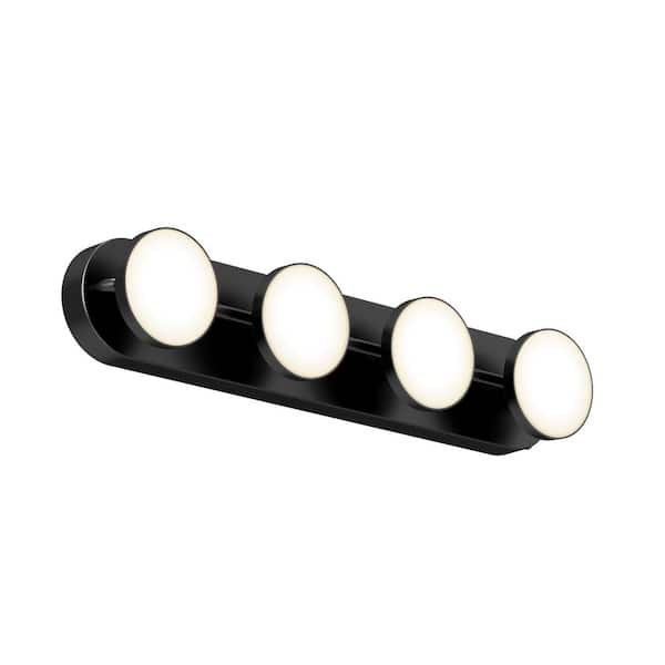 Artika Santori 27 in. 4 Light Matte Black Modern Integrated LED 3 CCT Vanity Light Bar for Bathroom