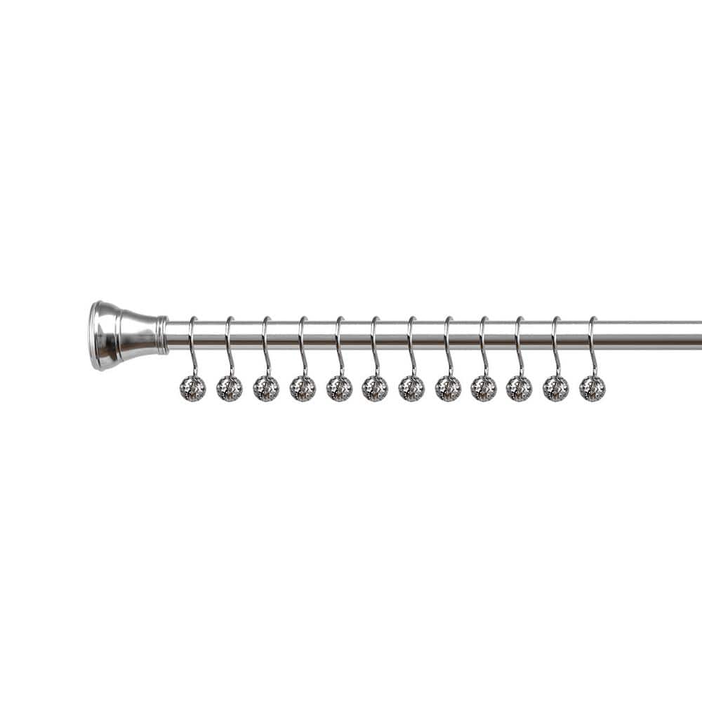 Chrome Decorative Metal Shower Curtain Hooks Set of 12