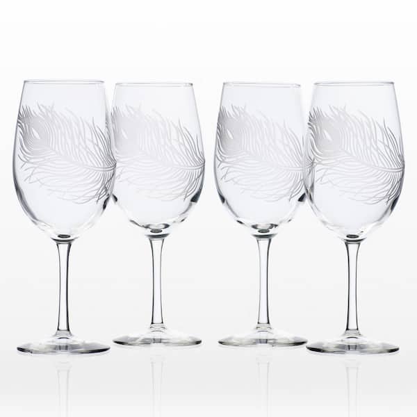 Set of 4 Vintage Etched Wine Glasses