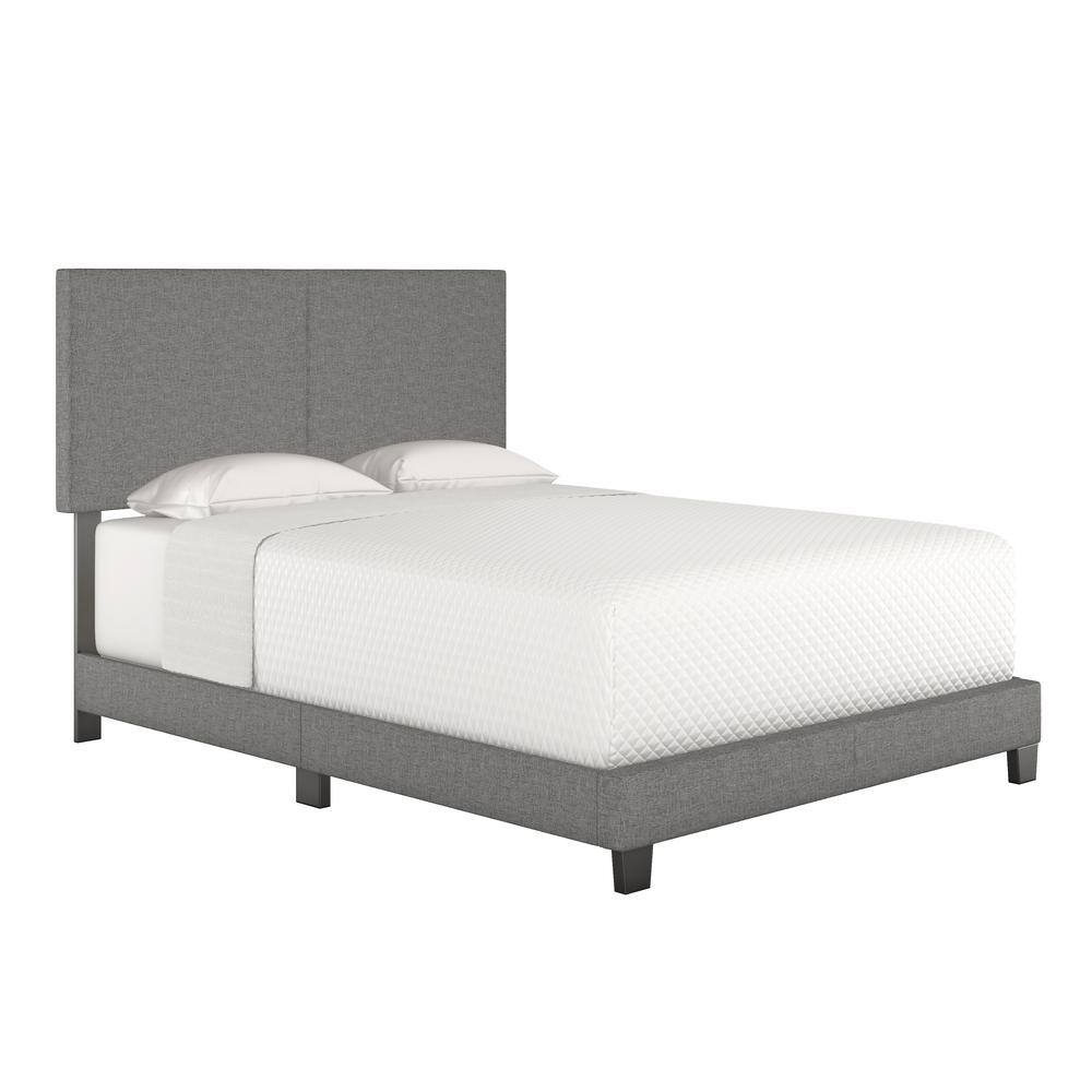 Sleek Milan Gray Linen Upholstered Queen Platform Bed with Tufted Headboard