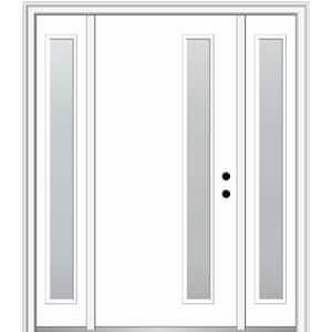 Viola 64 in. x 80 in. Left-Hand Inswing 1-Lite Frosted Glass Primed Fiberglass Prehung Front Door on 4-9/16 in. Frame