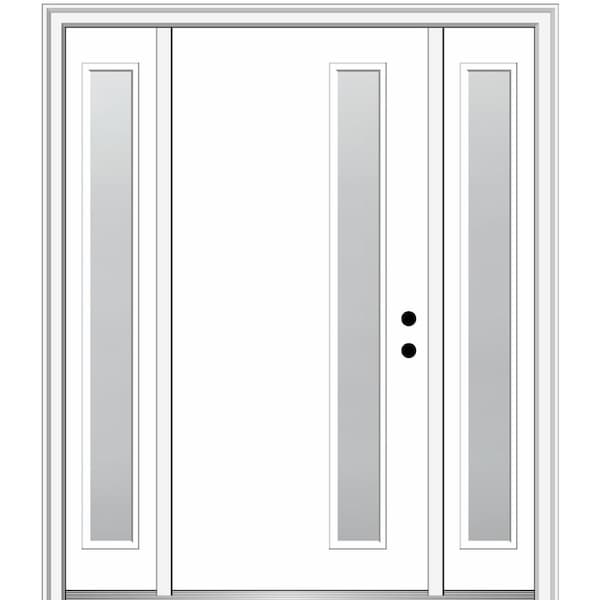 MMI Door Viola 64 in. x 80 in. Left-Hand Inswing 1-Lite Frosted Glass Primed Fiberglass Prehung Front Door on 4-9/16 in. Frame