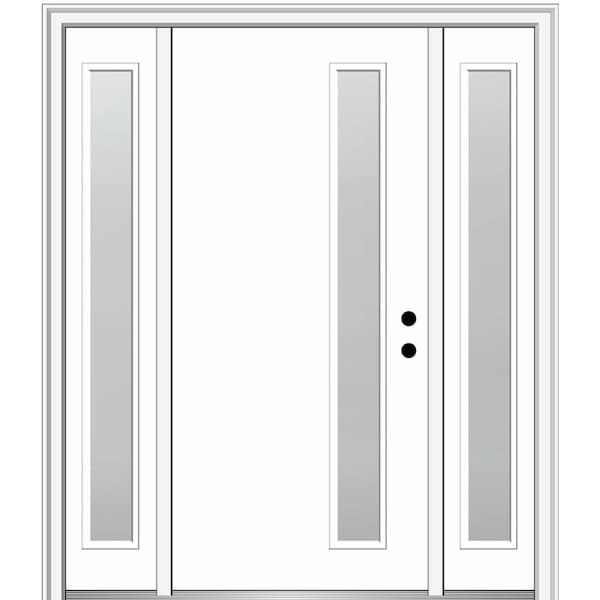 MMI DOOR Viola 64 in. x 80 in. Left-Hand Inswing 1-Lite Frosted Glass Primed Fiberglass Prehung Front Door on 4-9/16 in. Frame