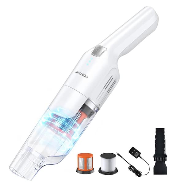Costway 100 V Bagged Cordless HEPA Filter Multisurface in White Handheld Vacuum