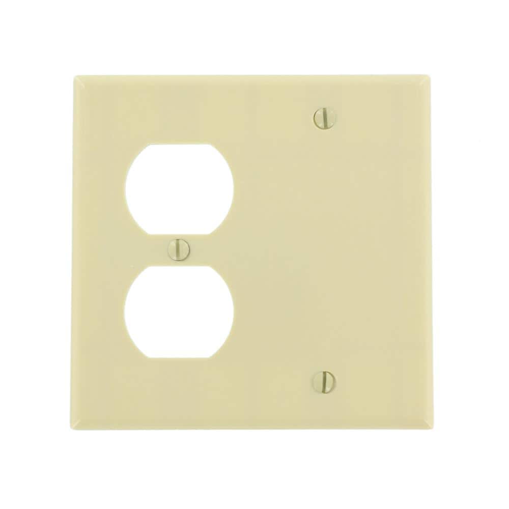 Ivory 2-Gang Thermoset Combination Wall Plate