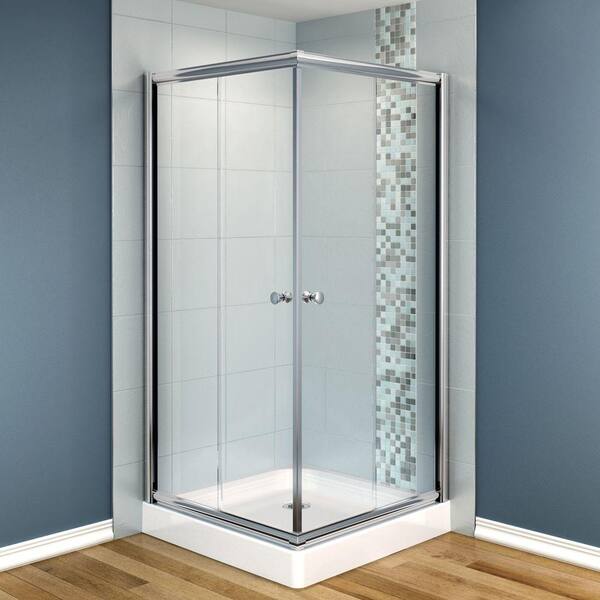 MAAX Centric 36 in. x 36 in. x 70 in. Frameless Corner Shower Door in Clear Glass and Chrome Finish-DISCONTINUED