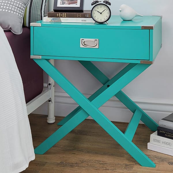 Unbranded Wenderson 1-Drawer Marine Green Nightstand
